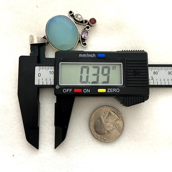 Sterling Silver 925 Chalcedony Amethyst Garnet Iolite Pendant Necklace 20" Chain - Picture 15 of 16